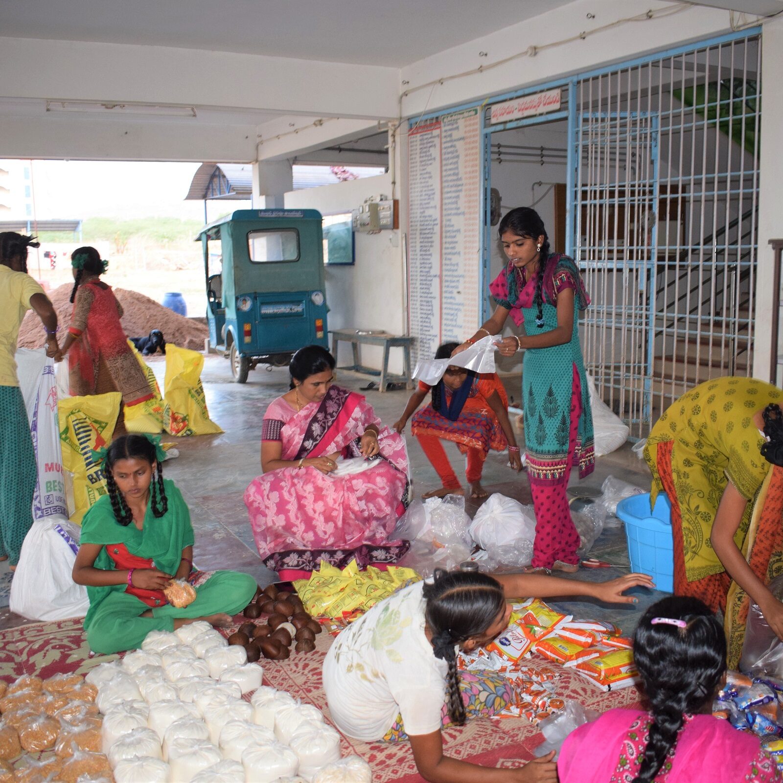 BBH Children along with Arogya Rani Mam packing the Ration 